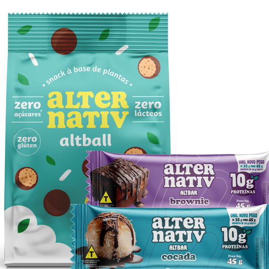 Combos alternativas de snacks - Altbar Cocada (12 unid) + Altbar Brownie (12 unid) + Altball (12 unid)