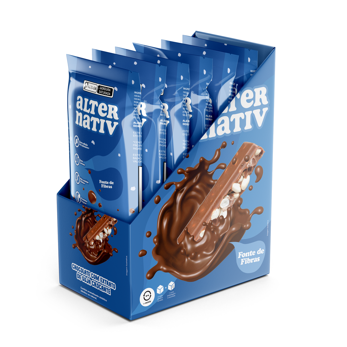 LANÇAMENTO: Barra de Chocolate Crocante Vegana Zero Adição de Açúcares (10 unid.)