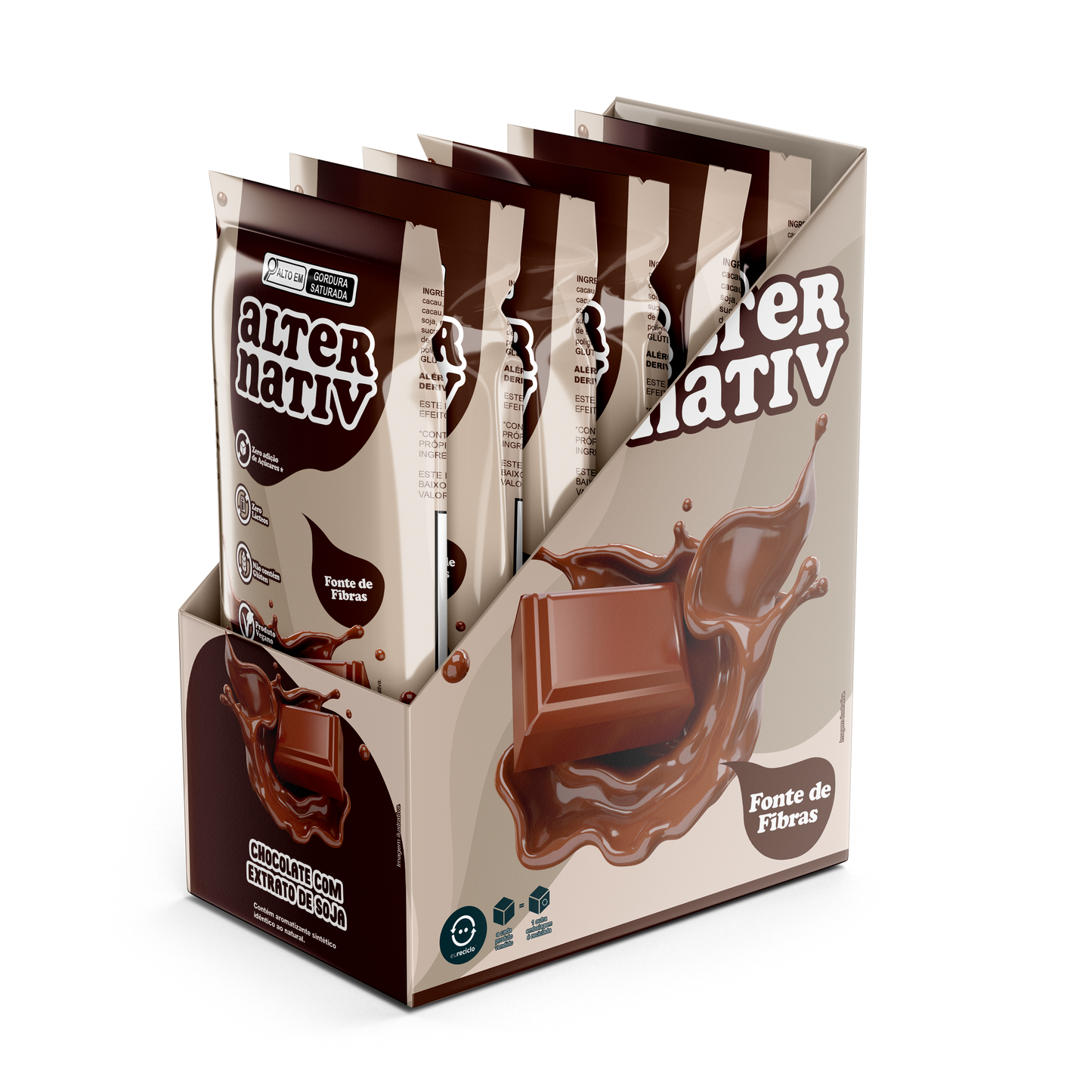 LANÇAMENTO: Barra de Chocolate Vegana Zero Adição de Açúcares (10 unid.)